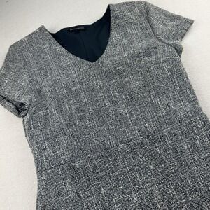 Banana Republic Women's 8 Navy White Boucle Short Sleeve‎ Fit Flare Sheath Dress